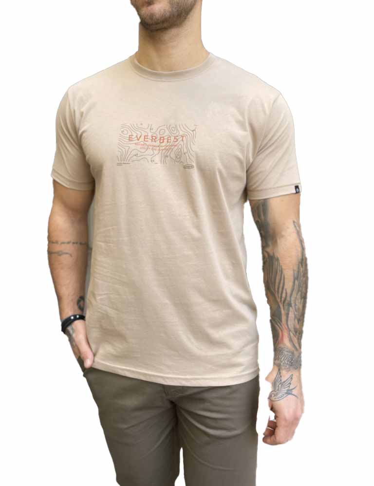 Everbest ανδρικό μπεζ Tshirt με τύπωμα 242806 φωτογραφία
